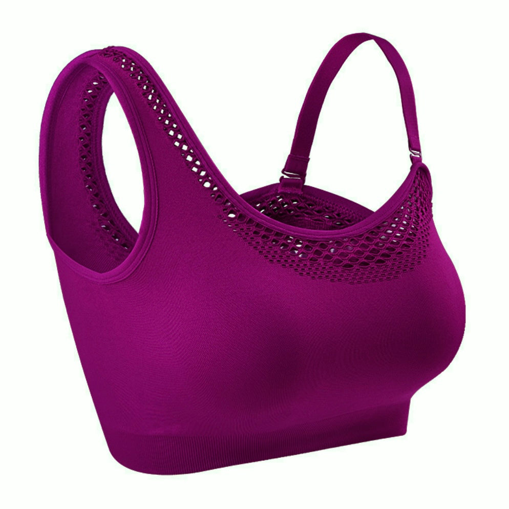 Seamless hollow cut sports bra in violet